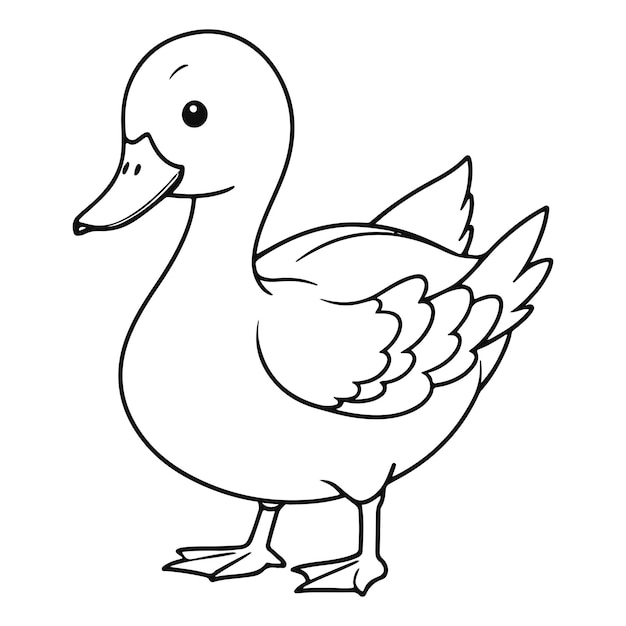 Vector vector illustration of a cute duck doodle for kids coloring page