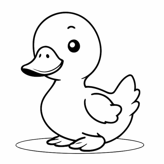 Vector illustration of a cute Duck doodle for kids colouring page