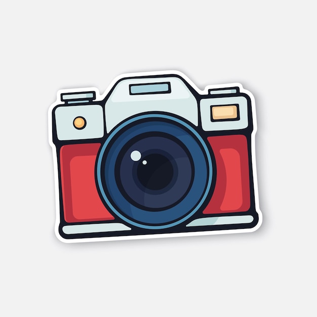 Vector illustration Cute film retro photo camera Modern digital device with lens in vintage style