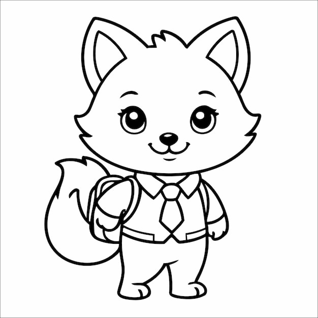 Vector illustration of cute Fox coloring page for kids