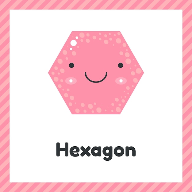 Vector illustration cute geometric figure for kids Pink shape hexagon isolated on white background