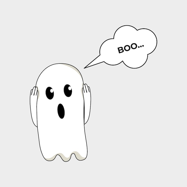 Vector illustration of cute ghost in flat style. Cartoon illustration for Halloween.