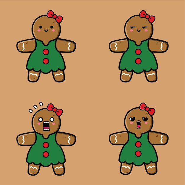 vector illustration of cute gingerbread biscuit emoji