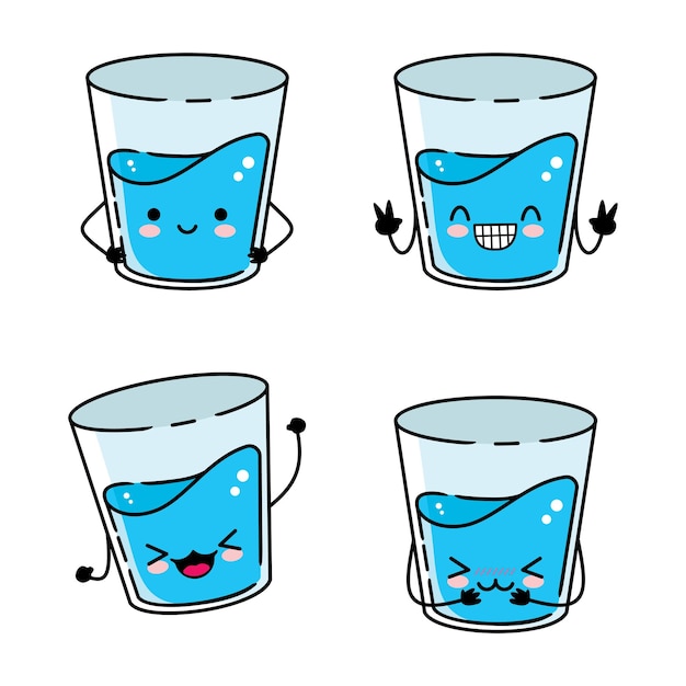 vector illustration of cute glass of water emoji