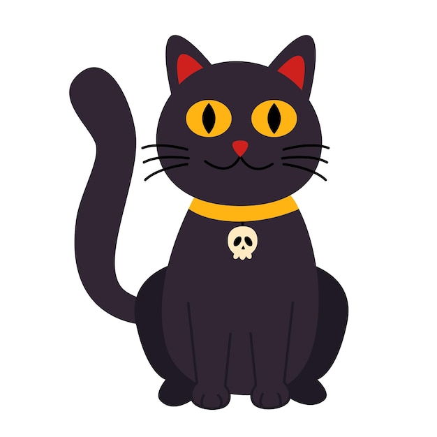 Vector illustration of cute Halloween cat on white background