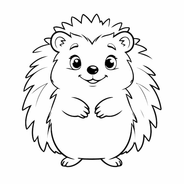 Vector illustration of a cute Hedgehog drawing for toddlers colouring page