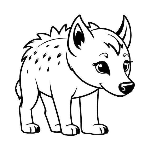 Vector vector illustration of a cute hyena doodle colouring activity for kids