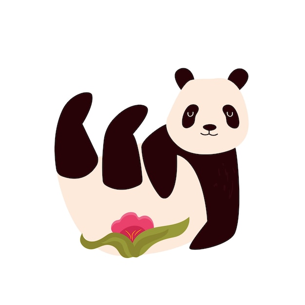 Vector illustration of cute joyful panda Animal character design on white background