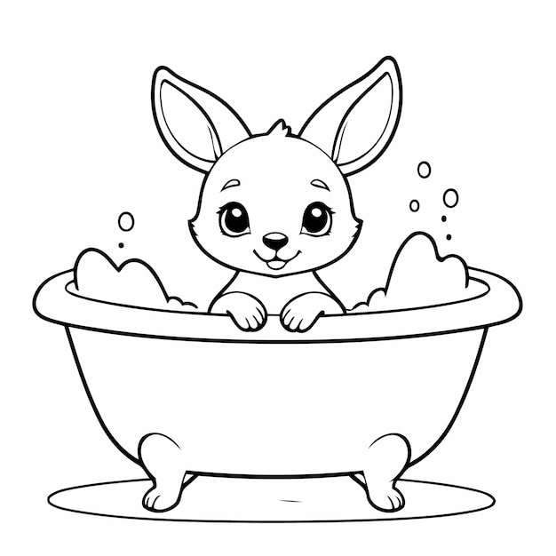 Vector illustration of a cute Kangaroo drawing for kids page