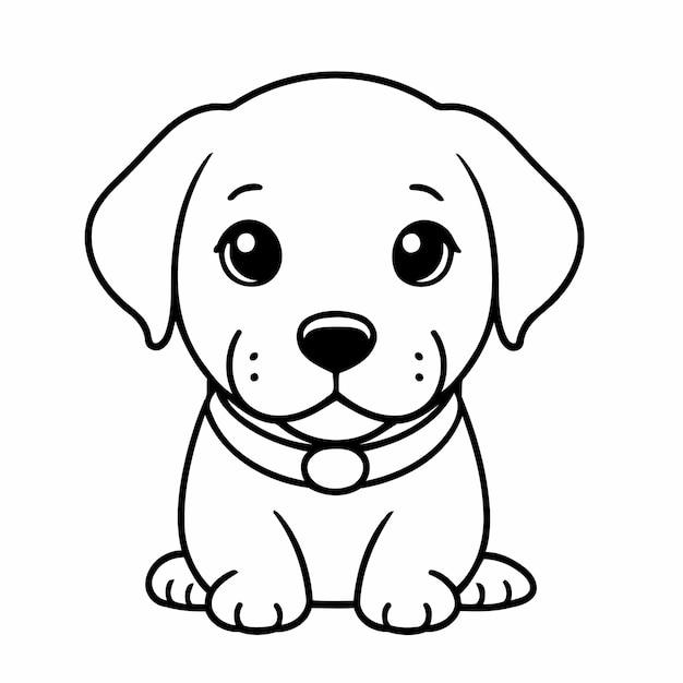 Vector illustration of a cute labrador drawing for kids colouring page