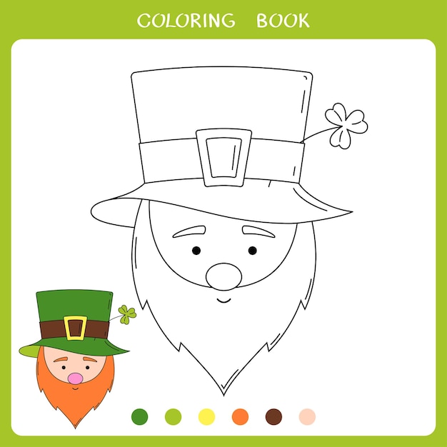 Vector illustration of cute Leprechaun for coloring book