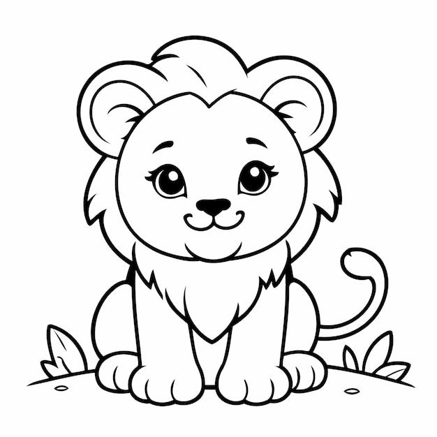 Vector illustration of a cute Lion doodle for kids colouring page