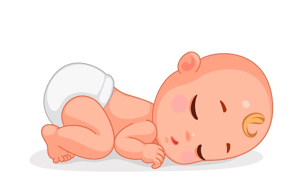 Vector illustration of cute little  baby sleeping