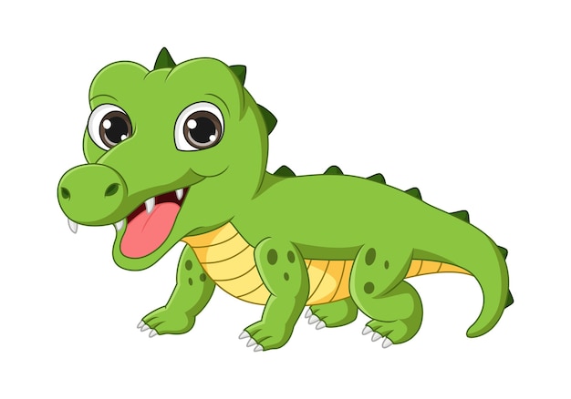 Vector illustration of  cute little crocodile cartoon on white background