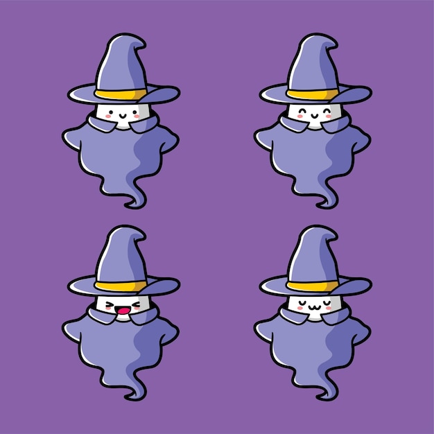 vector illustration of cute little ghost character