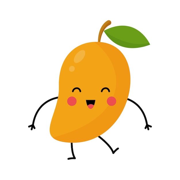 Vector illustration of cute mango isolated on white background.