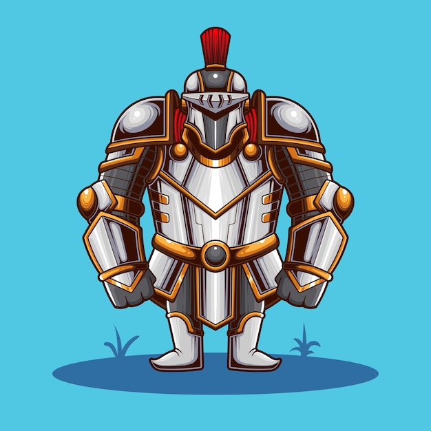 Vector illustration of cute medieval knight mascot