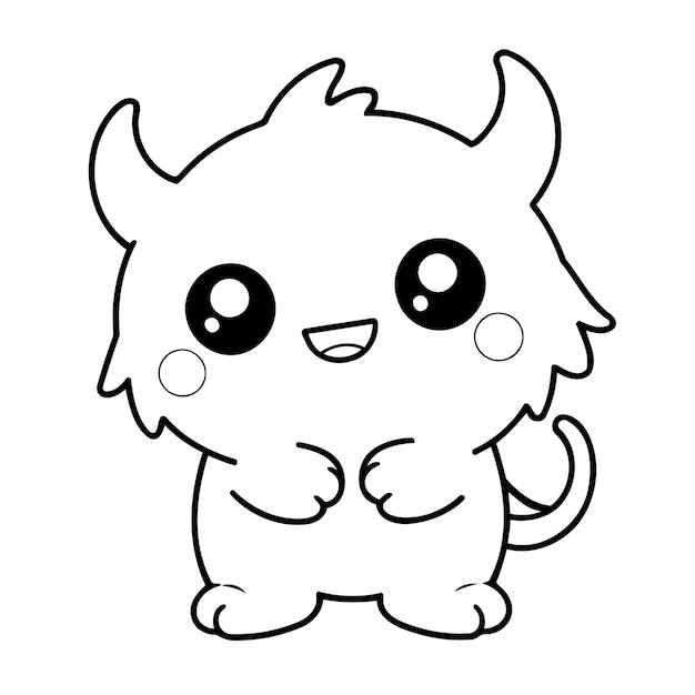 Vector illustration of a cute Monster drawing colouring activity