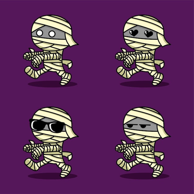 vector illustration of cute mummy character