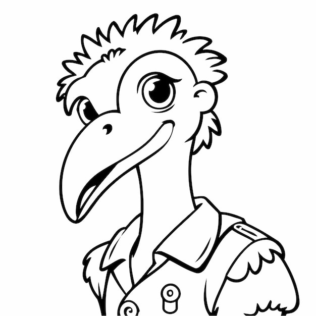 Vector illustration of a cute Ostrich for kids colouring worksheet