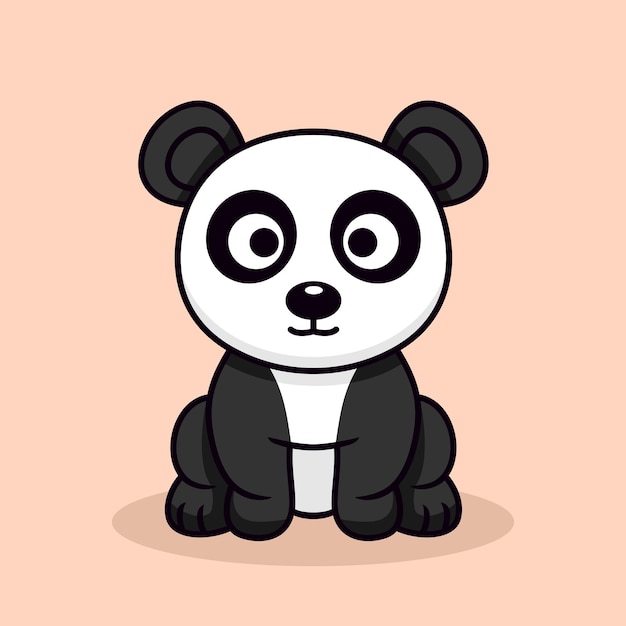 Vector illustration of cute panda and chibi animal