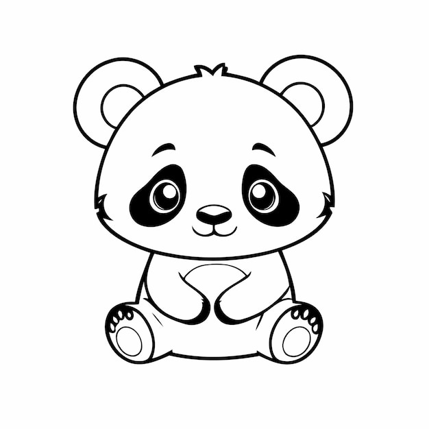 Vector illustration of a cute Panda drawing for kids colouring page