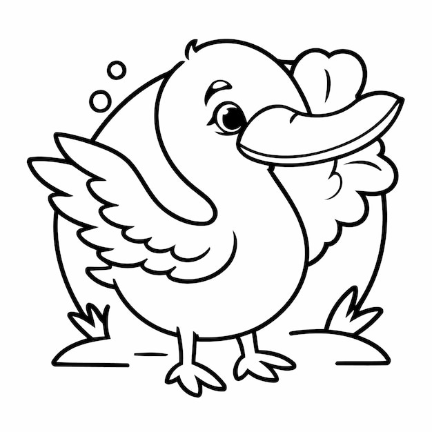 Vector illustration of a cute Pelican colouring page for kids