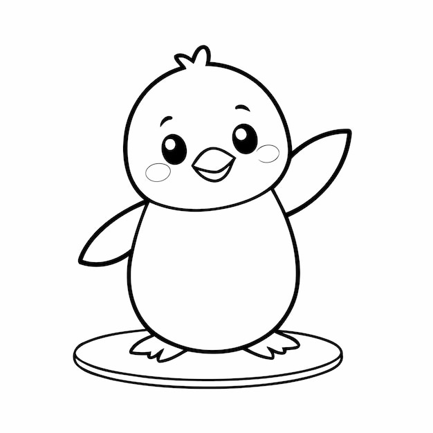 Vector vector illustration of a cute penguin doodle for toddlers colouring page