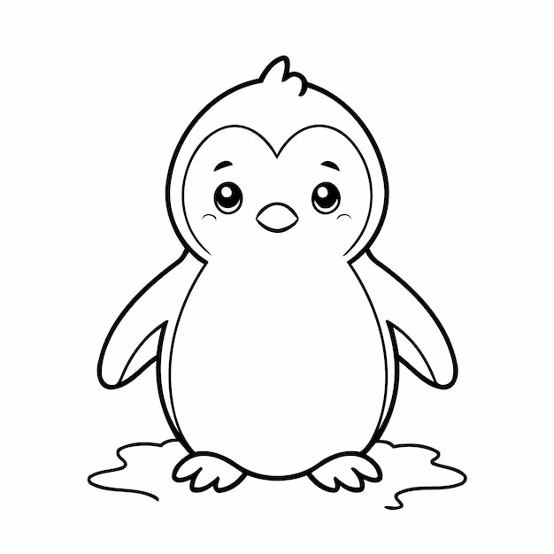 Vector illustration of a cute Penguin drawing for kids page