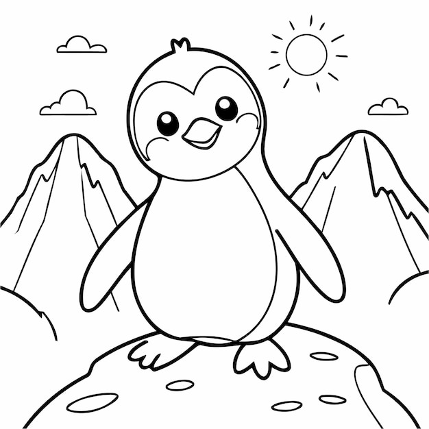 Vector vector illustration of a cute penguin drawing for toddlers book