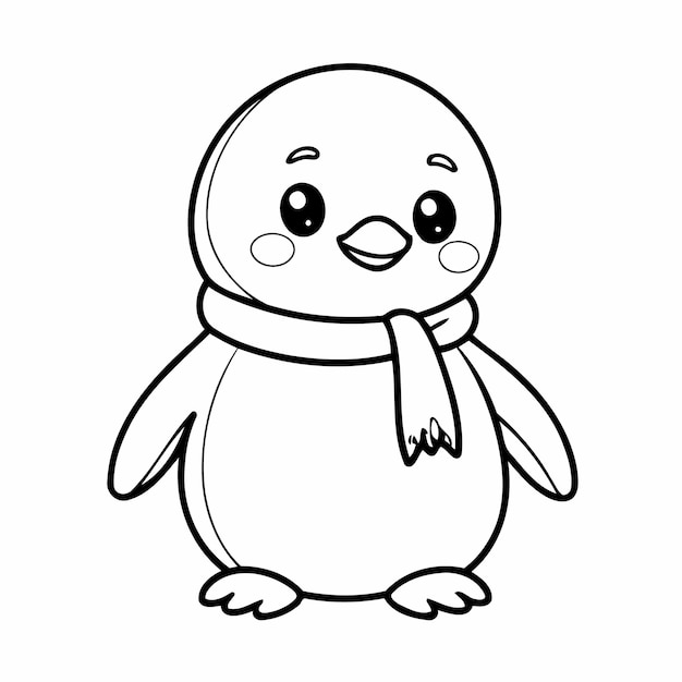 Vector illustration of a cute Penguin for kids coloring page