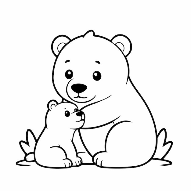 Vector illustration of a cute Polarbear hand drawn for toddlers