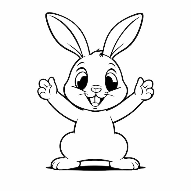 Vector illustration of a cute Rabbit doodle for toddlers coloring activity