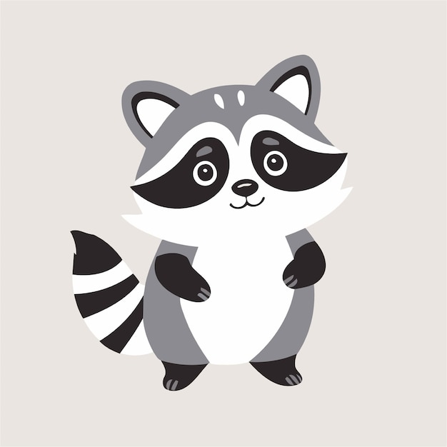 Vector illustration of a cute Raccoon for toddlers