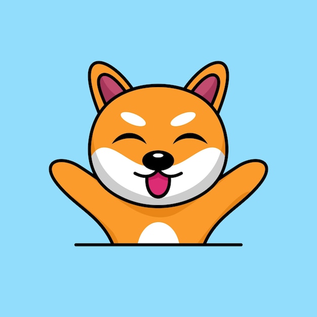 Vector illustration of cute shiba dog animal premium