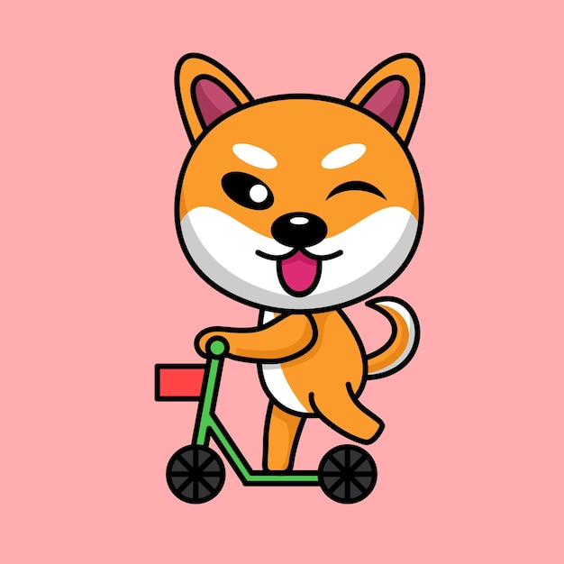 Vector illustration of cute shiba dog animal premium