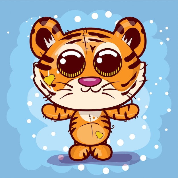 Vector illustration of a cute tiger. - Vector