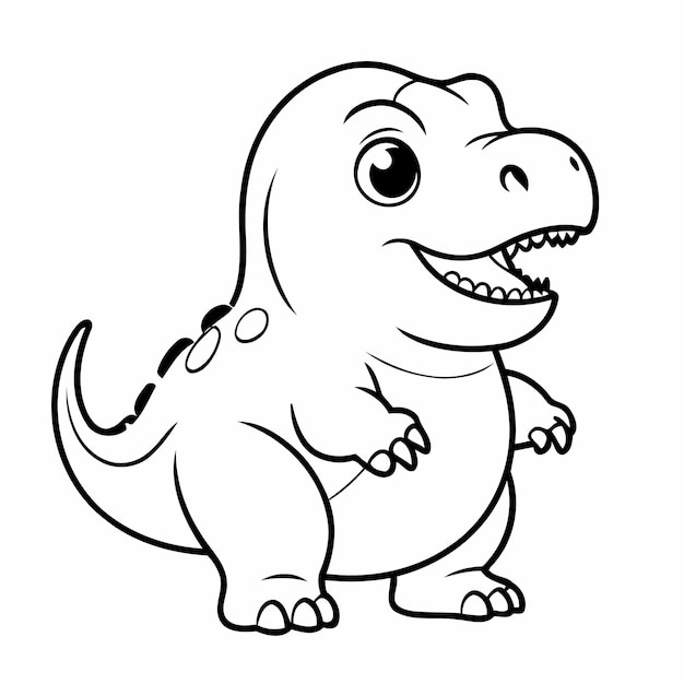 Vector illustration of a cute TRex drawing colouring activity