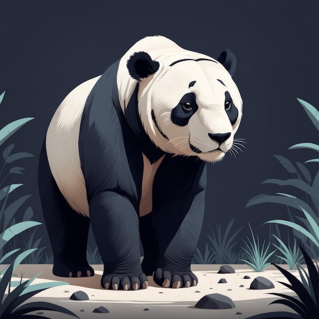 vector illustration of cute white panda vector panda