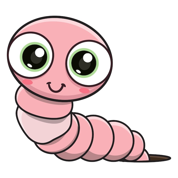 Vector illustration of cute worm cartoon