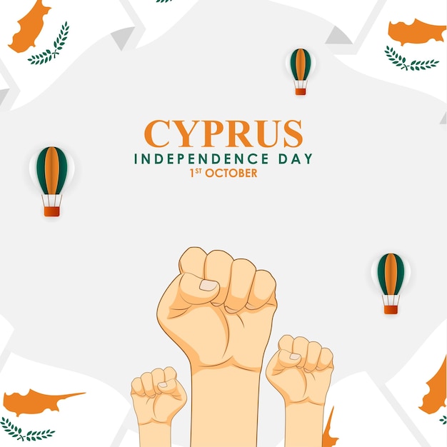 Vector illustration of Cyprus Independence Day social media feed template