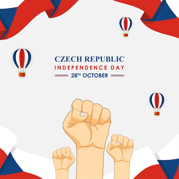 Vector illustration of Czech Republic Independence Day social media feed template