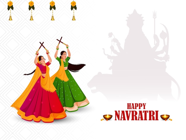 Vector illustration of dandiya for happy navratri