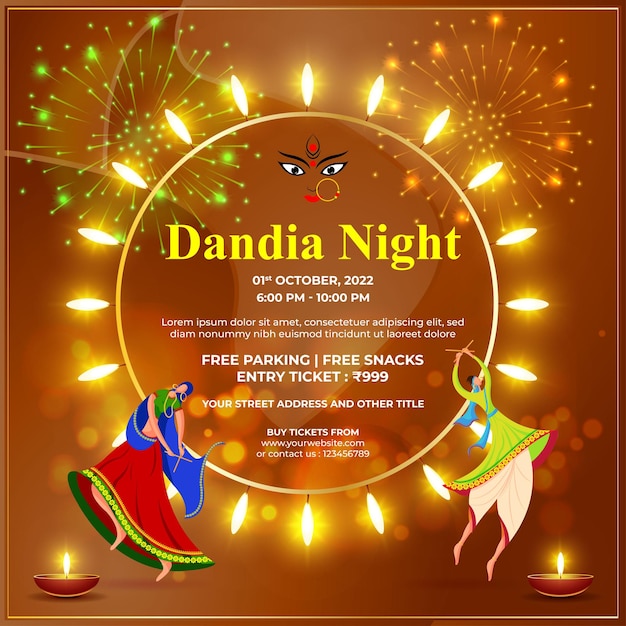 Vector illustration for Dandiya Night party invitation card