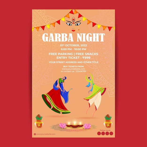 Vector vector illustration for dandiya night party invitation card