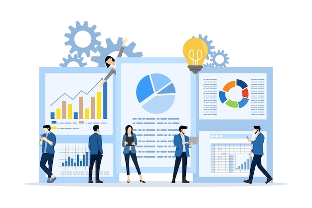 vector illustration of data analysis and statistics or business analysis concept