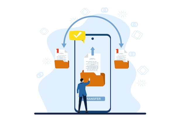 vector illustration of Data transfer and documents concept with characters