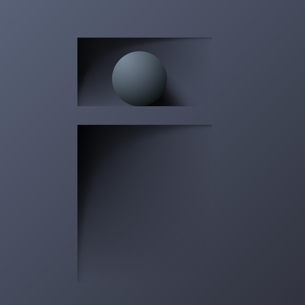 Vector vector illustration of a deep niche in the wall with a realistic ball on the shelf