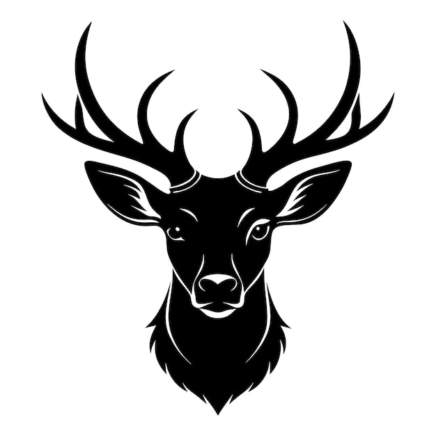 Vector illustration of a deer head with a white background