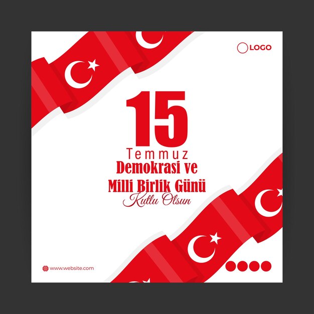 Vector illustration of Democracy and National Unity Day of Turkey social media story feed template